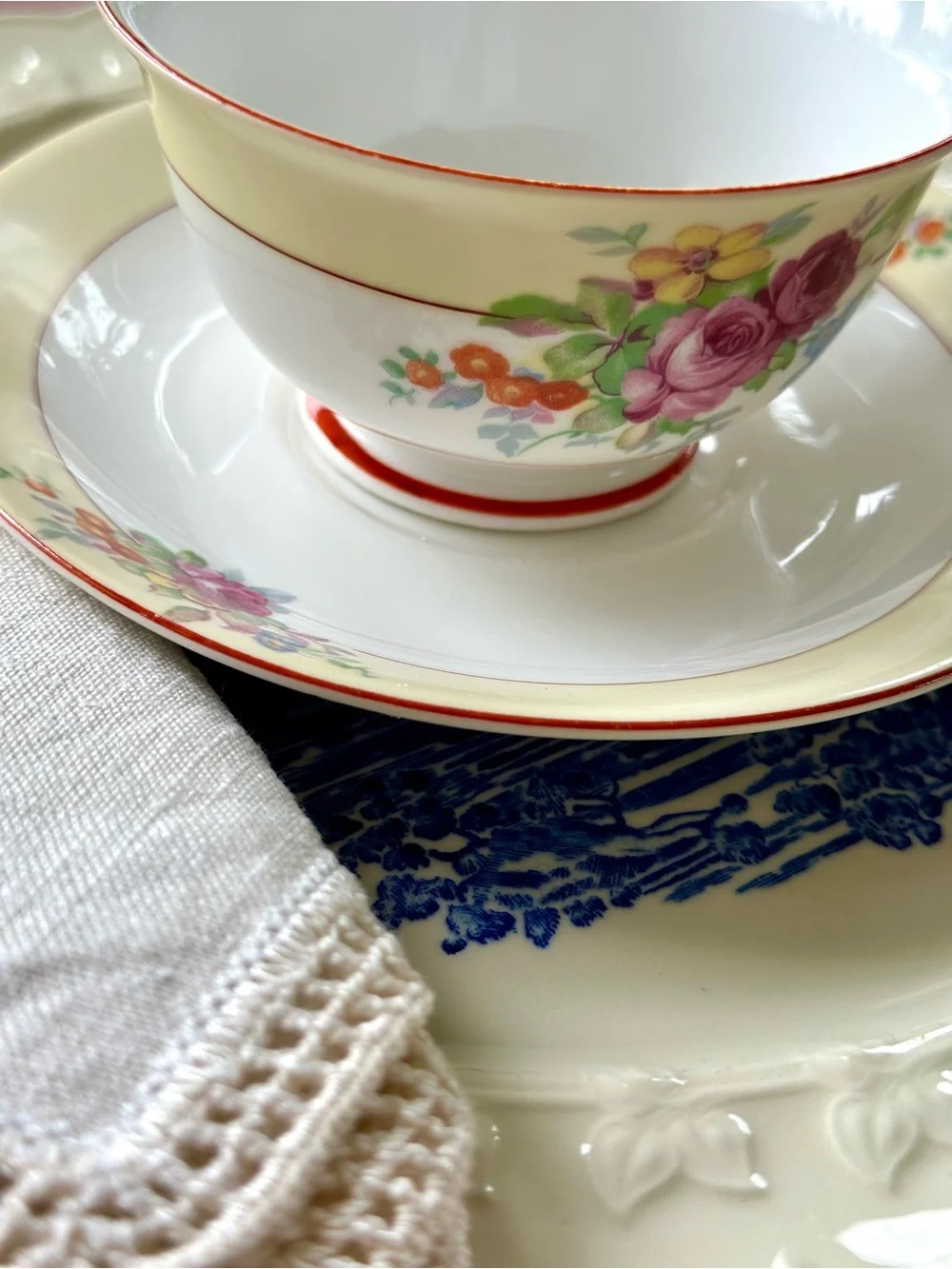 Vintage Shelton Japan Tea Cup Saucer Set Tea For Three Cottagecore Floral
